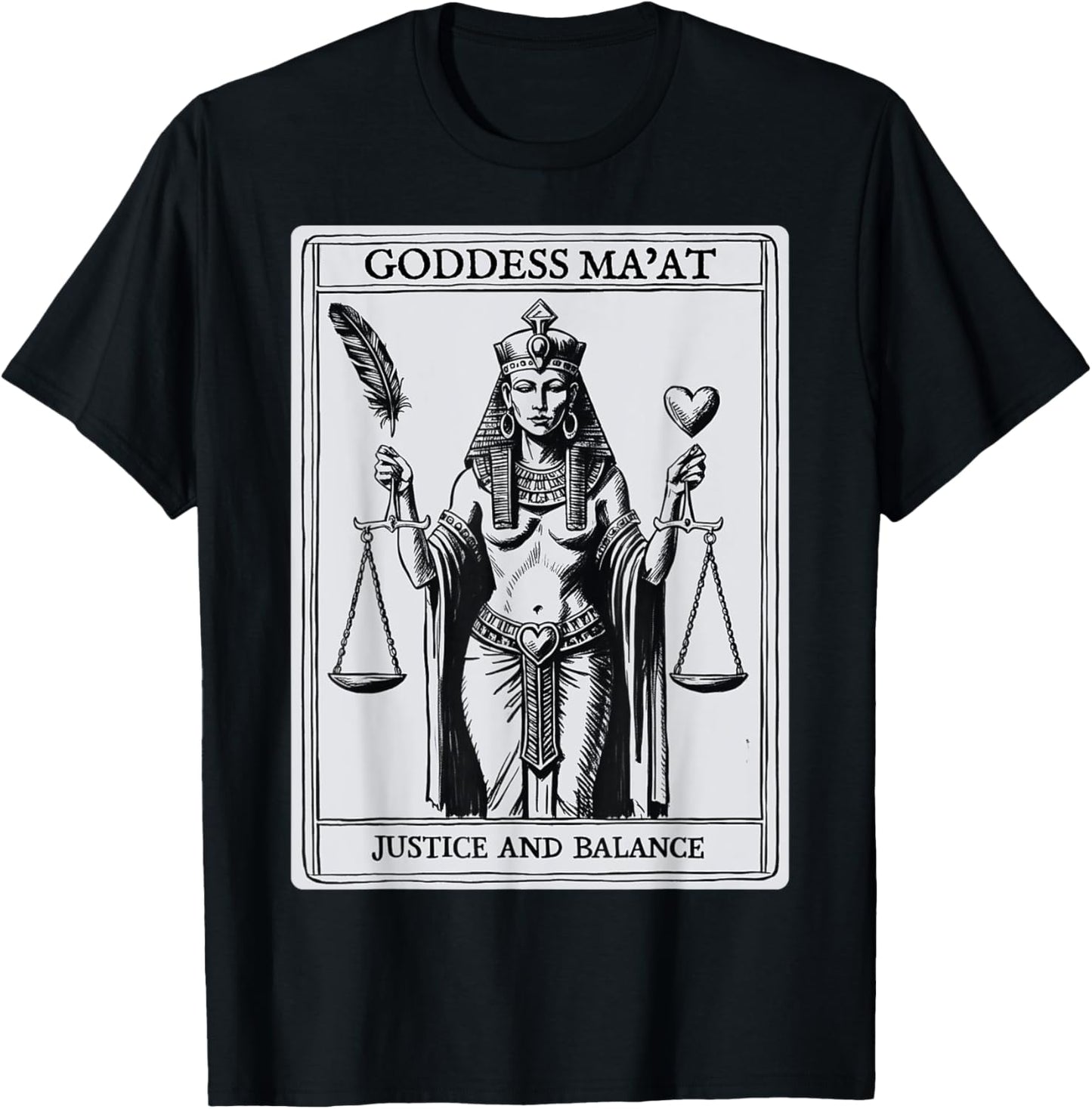 Kemetic Tarot Card Ancient Egypt Egyptian Goddess Maat MA'AT T-Shirt - T-Shirt | Black