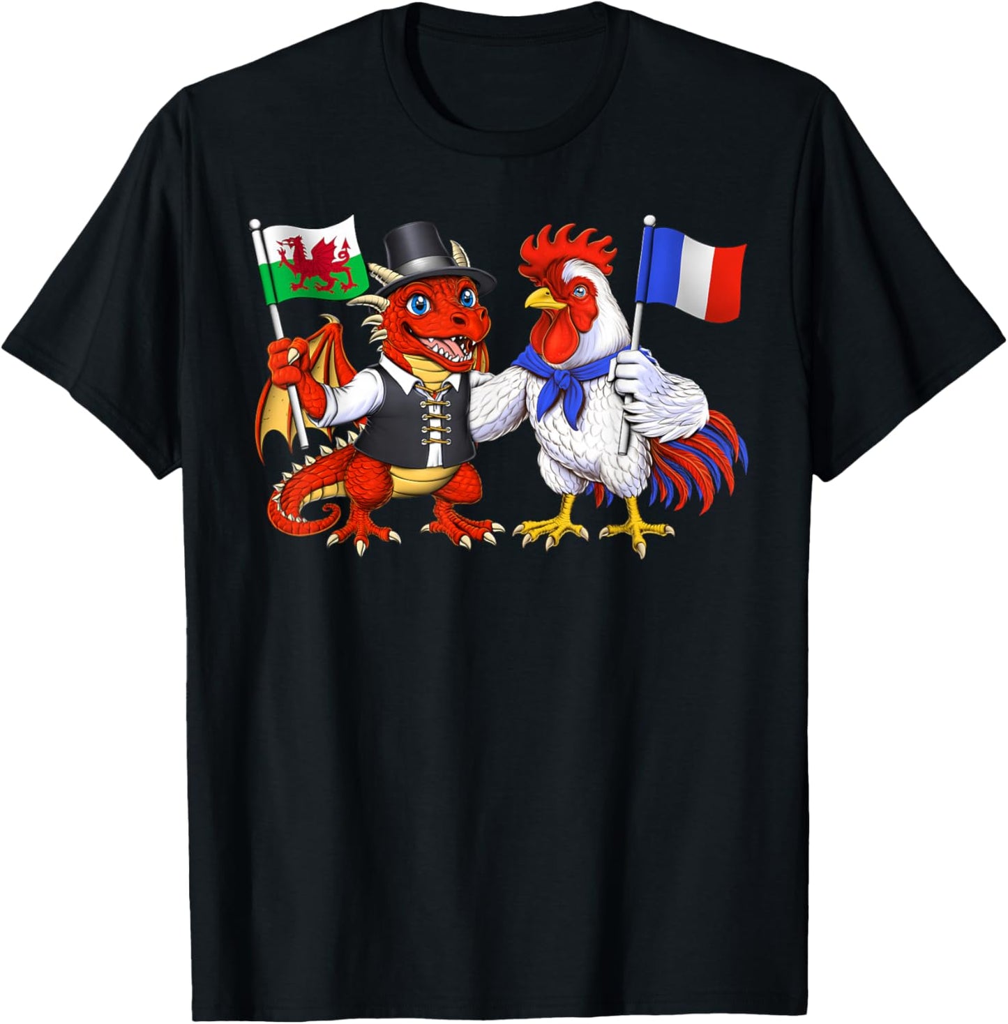 Racines Galloises-Françaises Drapeau Pays de Galles France T-Shirt - T-Shirt | Black