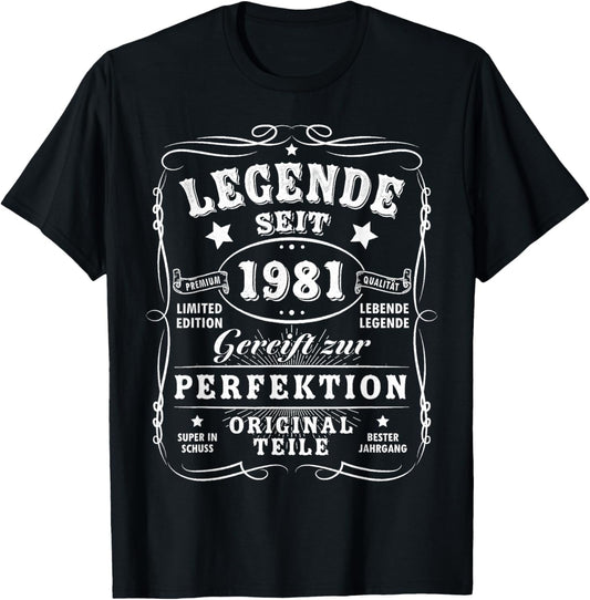 1981 Birthday Man 45th Decoration Funny 45s 45th Birthday T-Shirt - T-Shirt | Black