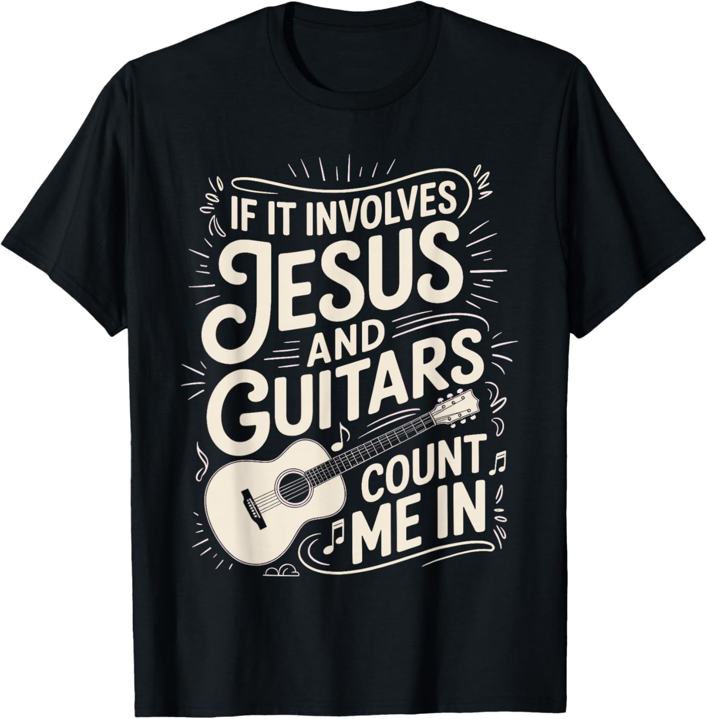 Funny Guitar Art Women Kids Guitar Player Guitarist T-Shirt - T-Shirt | Black
