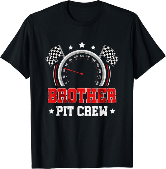 Brother Pit Crew Race Car Birthday Party Racing Family T-Shirt - T-Shirt | Black