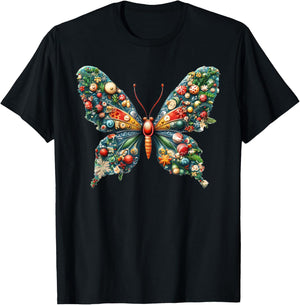 Christmas Butterfly Xmas T-Shirt - T-Shirt | Black