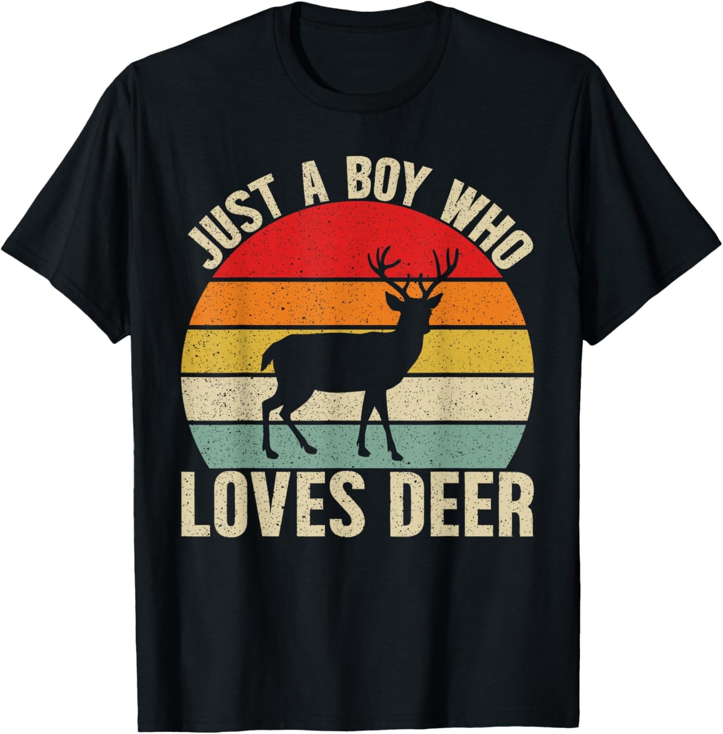 Just a Boy Who Loves Deer For Deer Lover Kids Boys T-Shirt - T-Shirt | Black