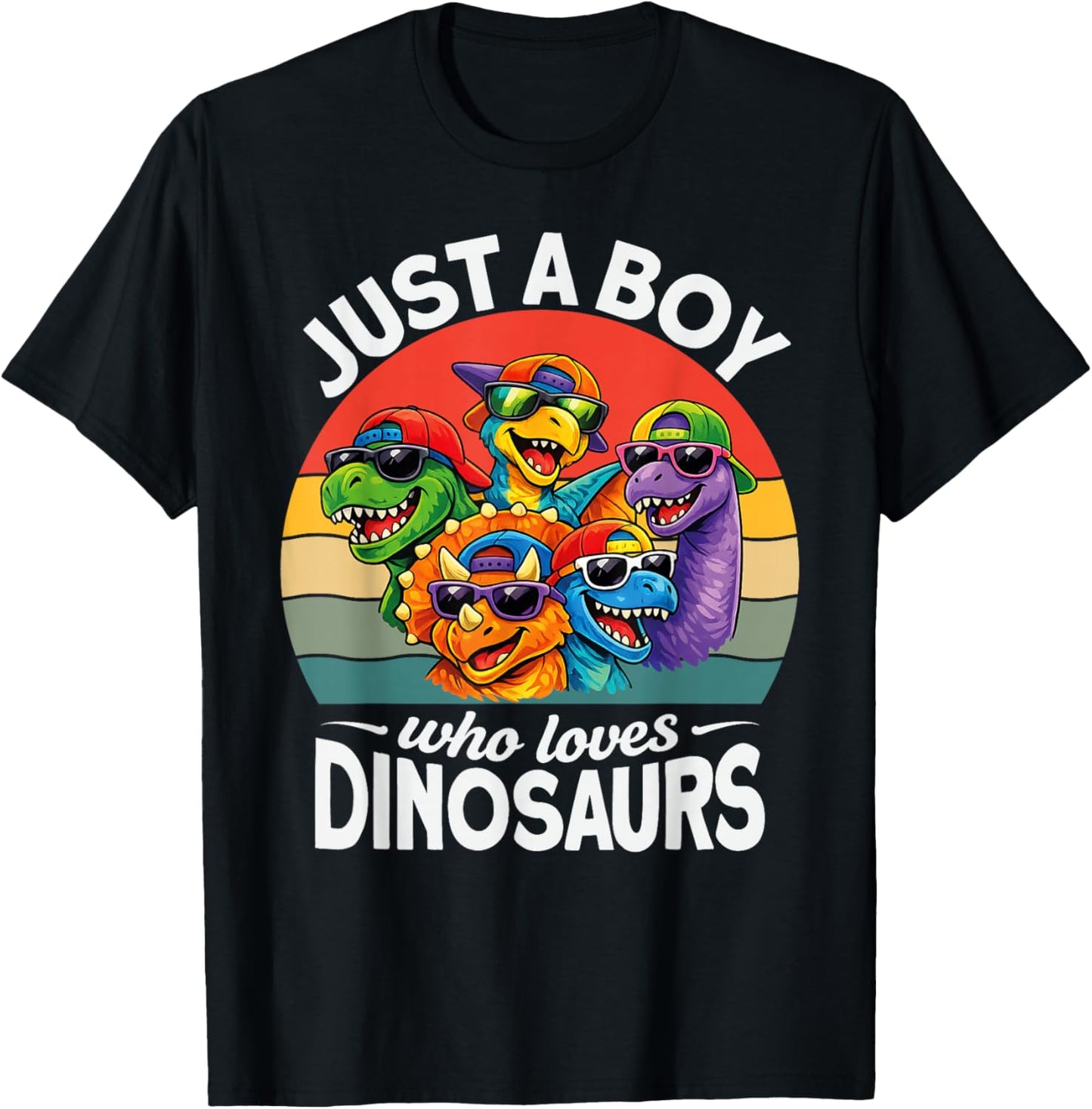 Just A Boy Who Loves Dinosaurs Lovers Funny Kids Toddlers T-Shirt - T-Shirt | Black