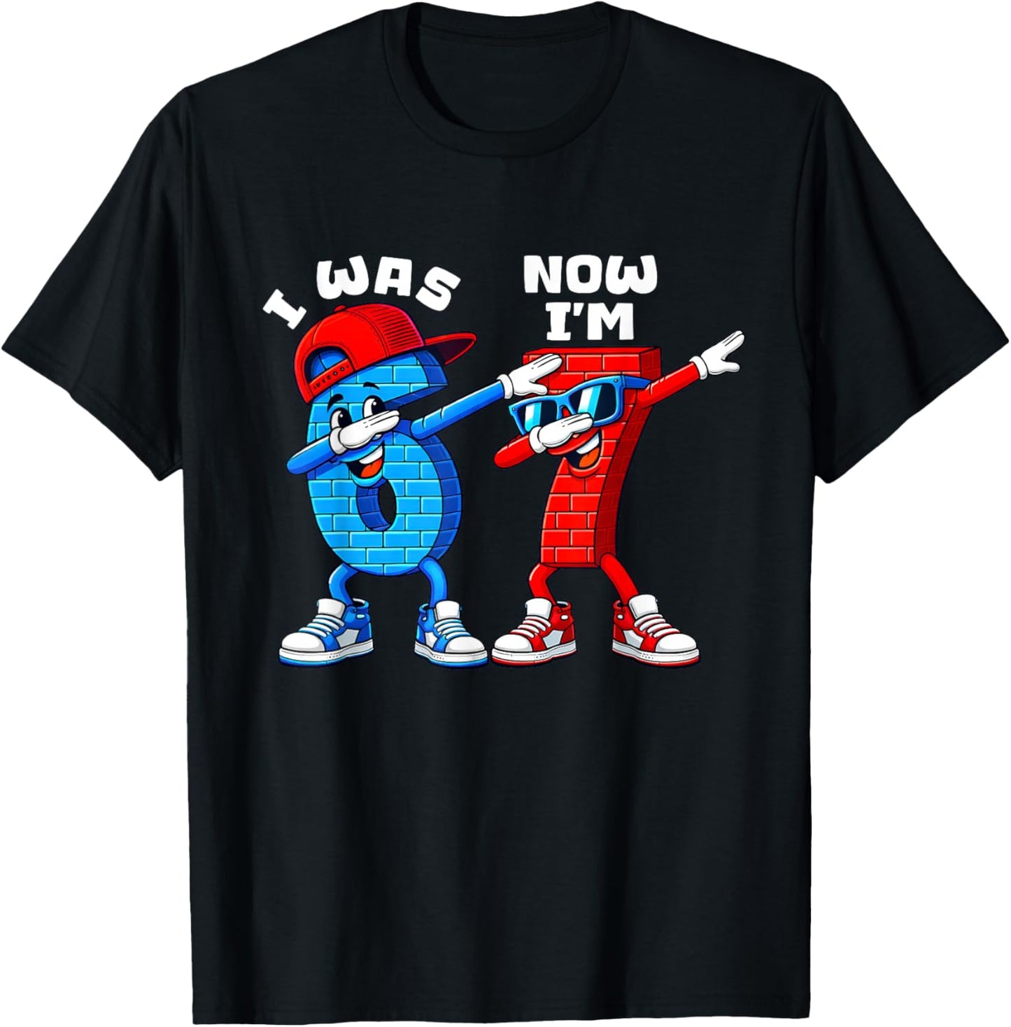 7th Birthday I was 6 Now Im 7 Six Seven 6 7 Meme Kids Boys T-Shirt - T-Shirt | Black