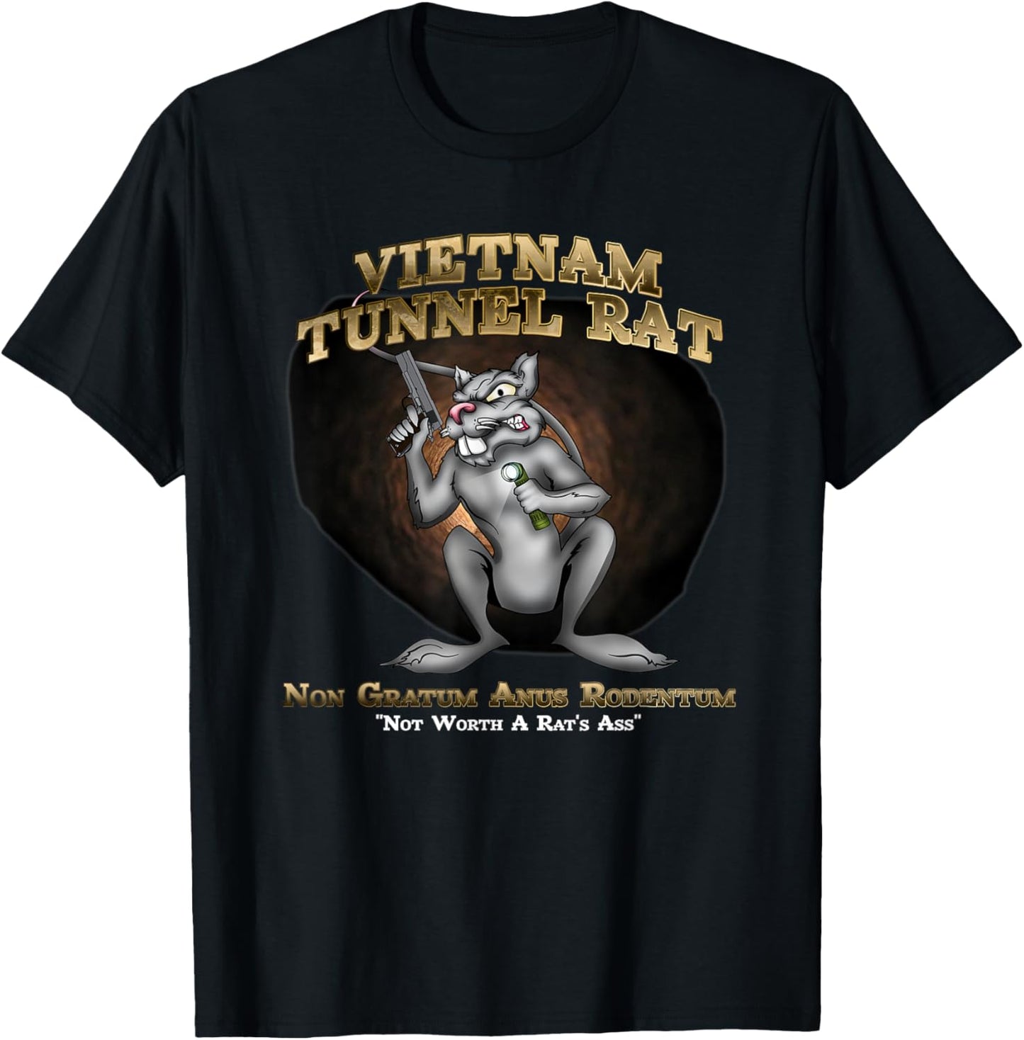 MEDALS OF AMERICA EST. 1976 Vietnam Tunnel Rat -Adults Black Polyester 100% Short Sleeve Classic Fit Small T-Shirt - T-Shirt | Black