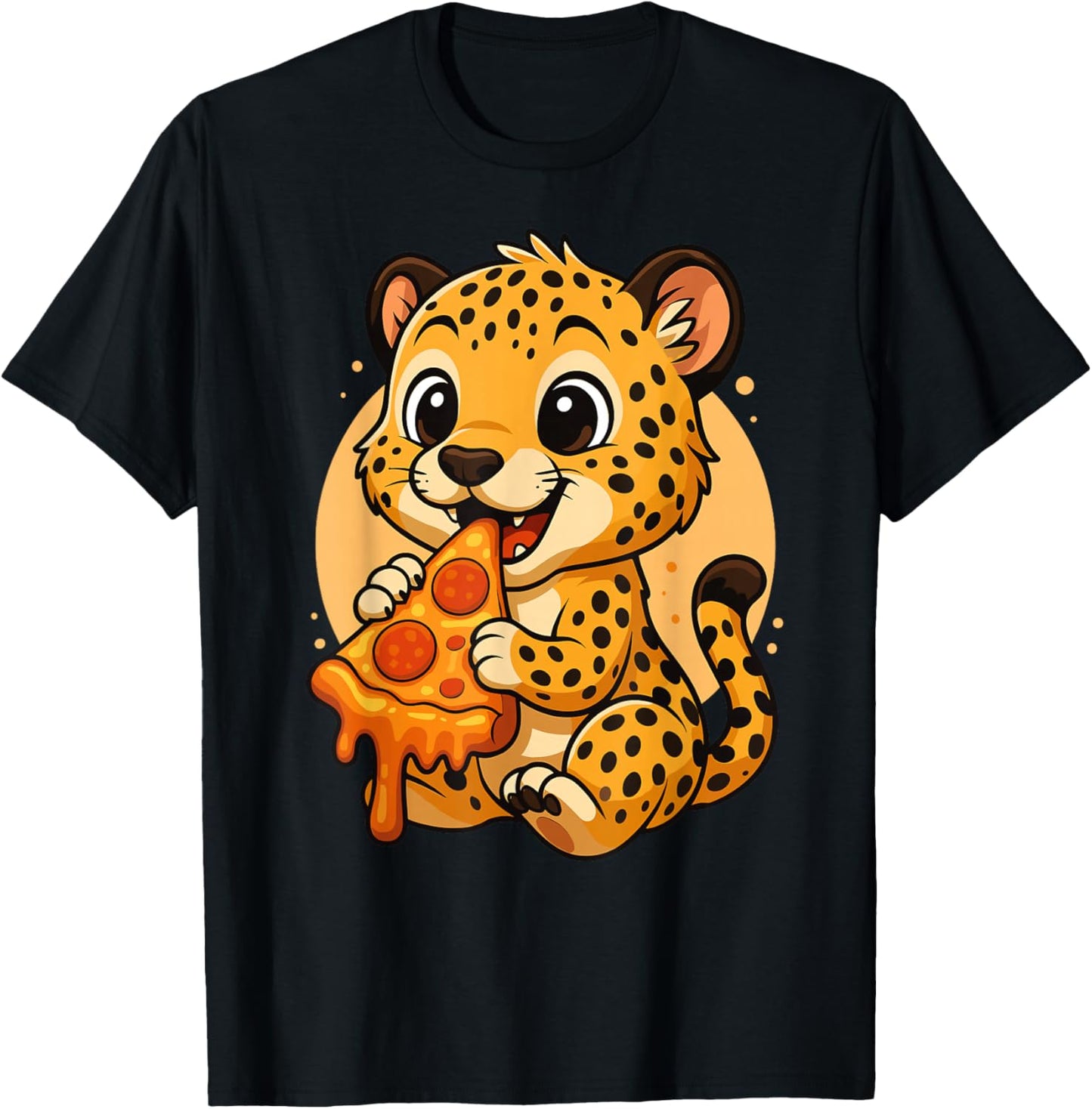 Lustiger Geparden-Ess-Pizza-Grafik für Jungen und Mädchen, Geparden-Liebhaber T-Shirt - T-Shirt | Black