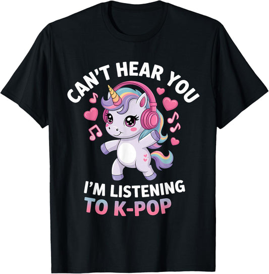 K-Pop Je ne t'entends Pas J'écoute K-Pop K Pop Kawaii Kpop T-Shirt - T-Shirt | Black
