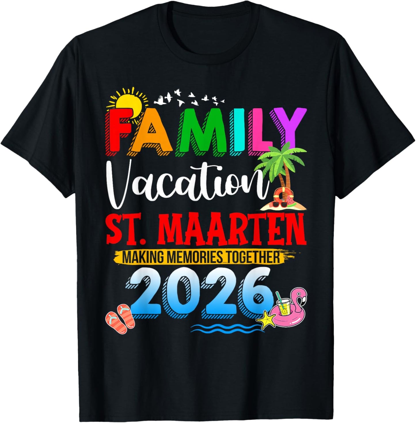 Family Vacation St. Maarten 2026 Matching Group Summer Trip T-Shirt - T-Shirt | Black