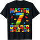 Master Builder 7th Birthday 2019 7 Years Old Building Brick T-Shirt - T-Shirt | Black
