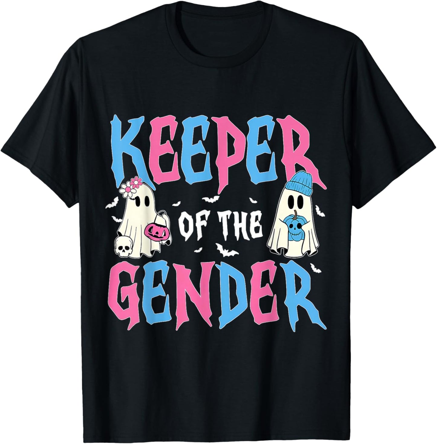 Keeper of The Gender Pumpkin Halloween Baby Gender Reveal T-Shirt - T-Shirt | Black