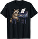 Cute Raccoon Playing Piano Musician Music T-Shirt - T-Shirt | Black
