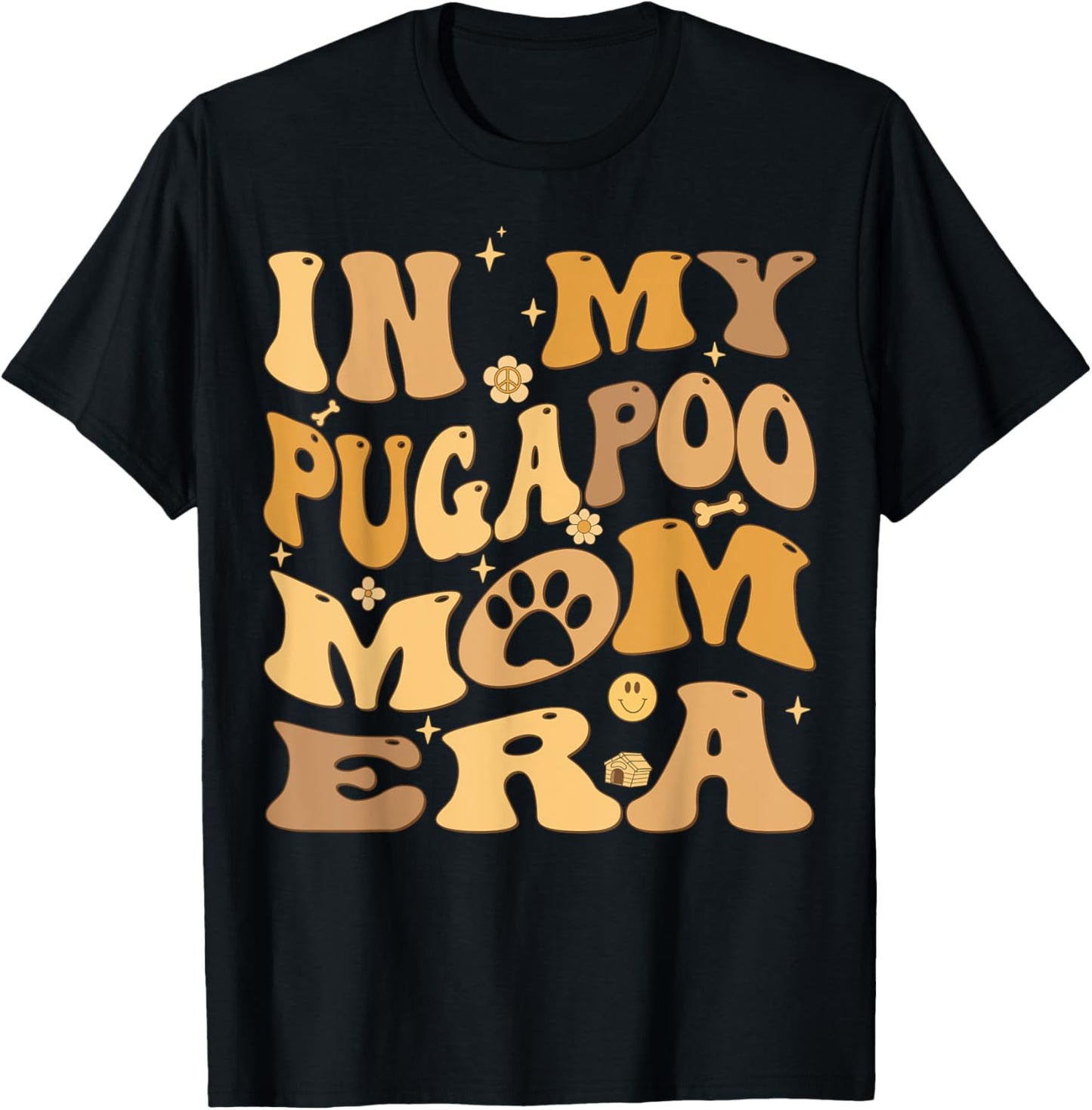 In My Pugapoo Mom Era Groovy Pugoodle Dog Women Kids T-Shirt - T-Shirt | Black