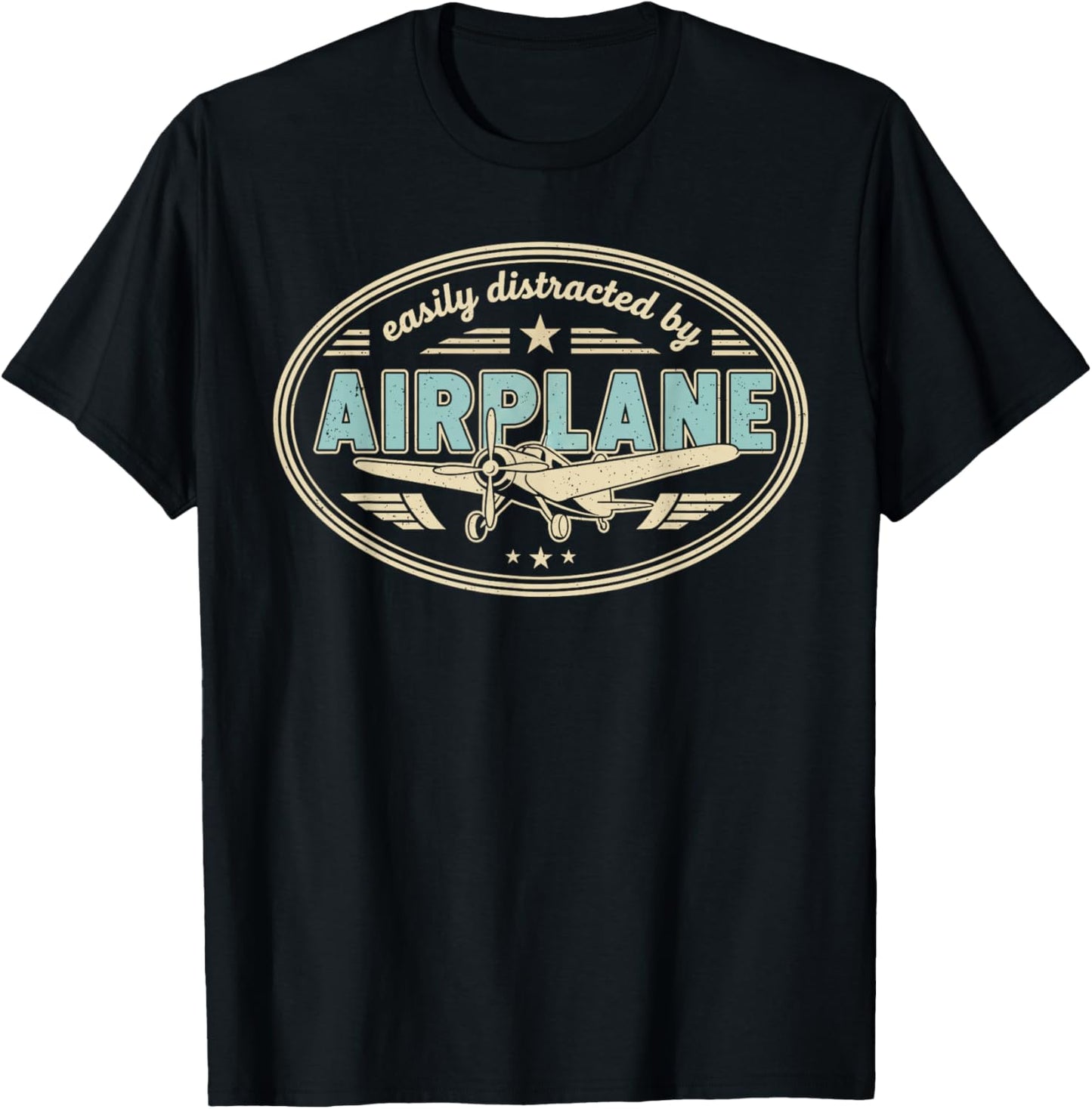 Easily Distracted by Airplanes T-Shirt - T-Shirt | Black