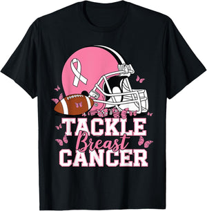 Pink Out Tackle Breast Cancer Awareness American Football T-Shirt - T-Shirt | Black