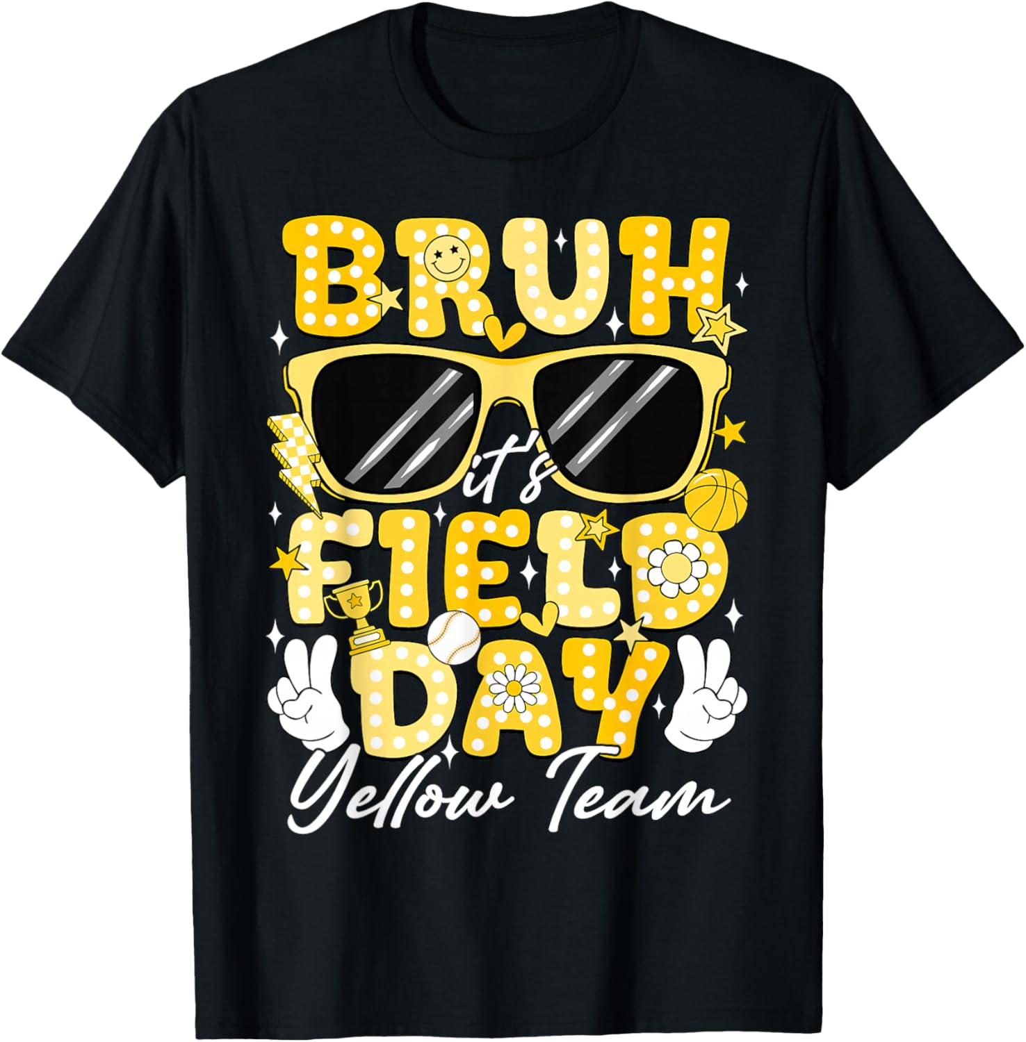 Bruh It's Field Day Yellow Team Field Trip 2026 Teacher Kids T-Shirt - T-Shirt | Black