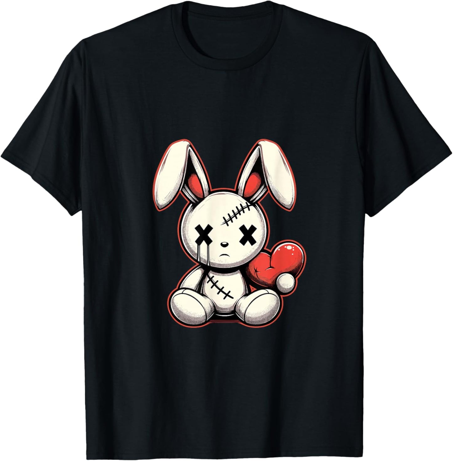 Voodoo Rabbit Embroidered Gothic T-Shirt - T-Shirt | Black