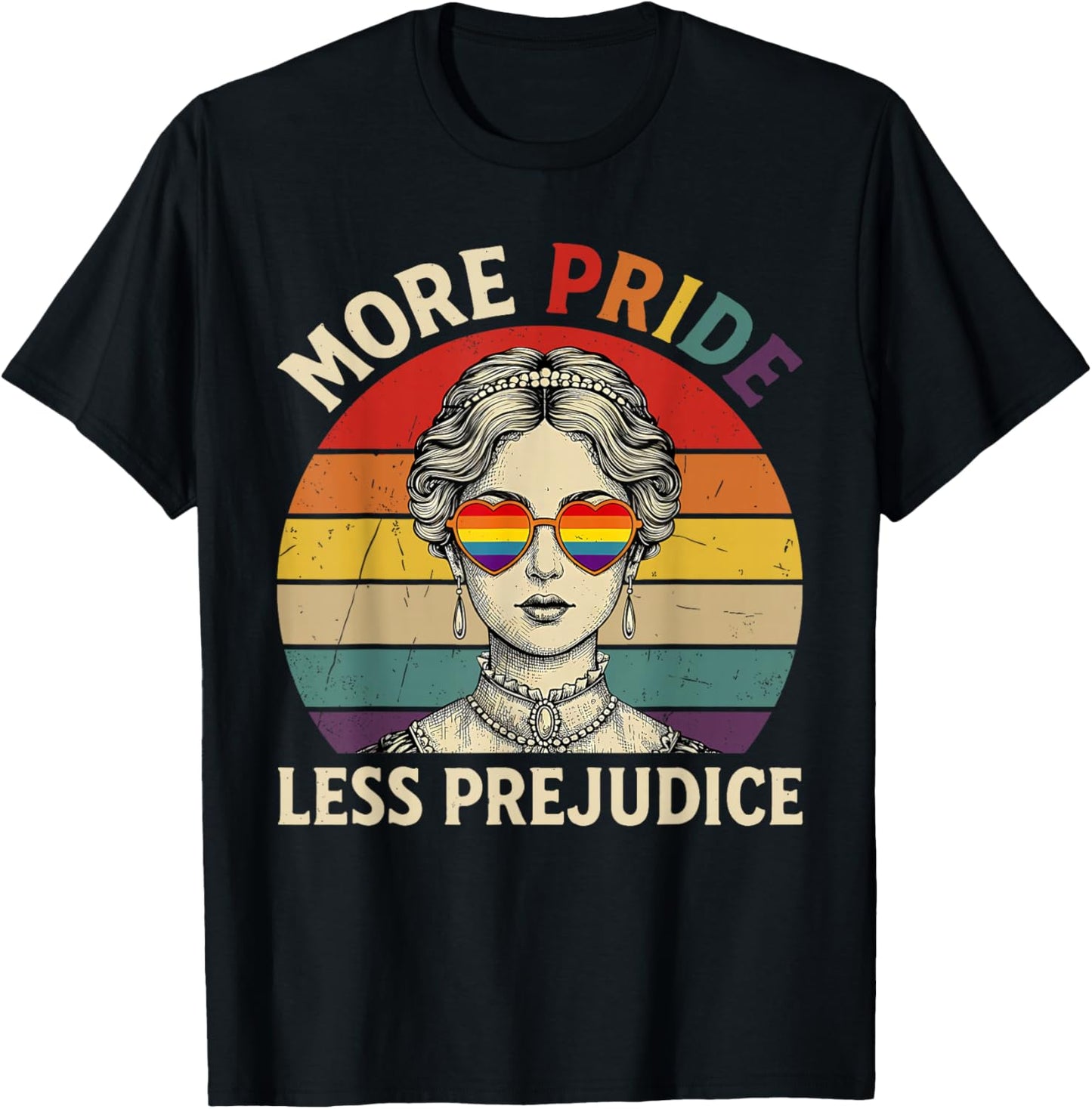 Mehr Stolz Weniger Vorurteil Stolz Monat LGBTQ Schwul Lesben T-Shirt - T-Shirt | Black