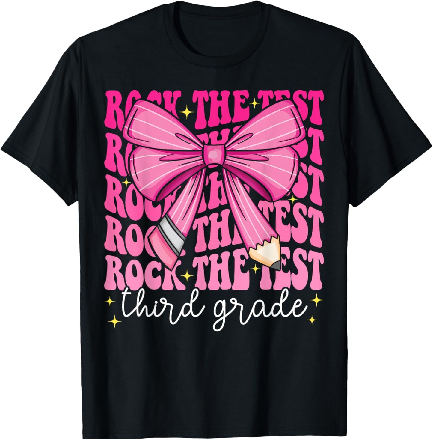 Rock The Test Day 3rd Grade Teacher Third Grade Testing Day T-Shirt - T-Shirt | Black