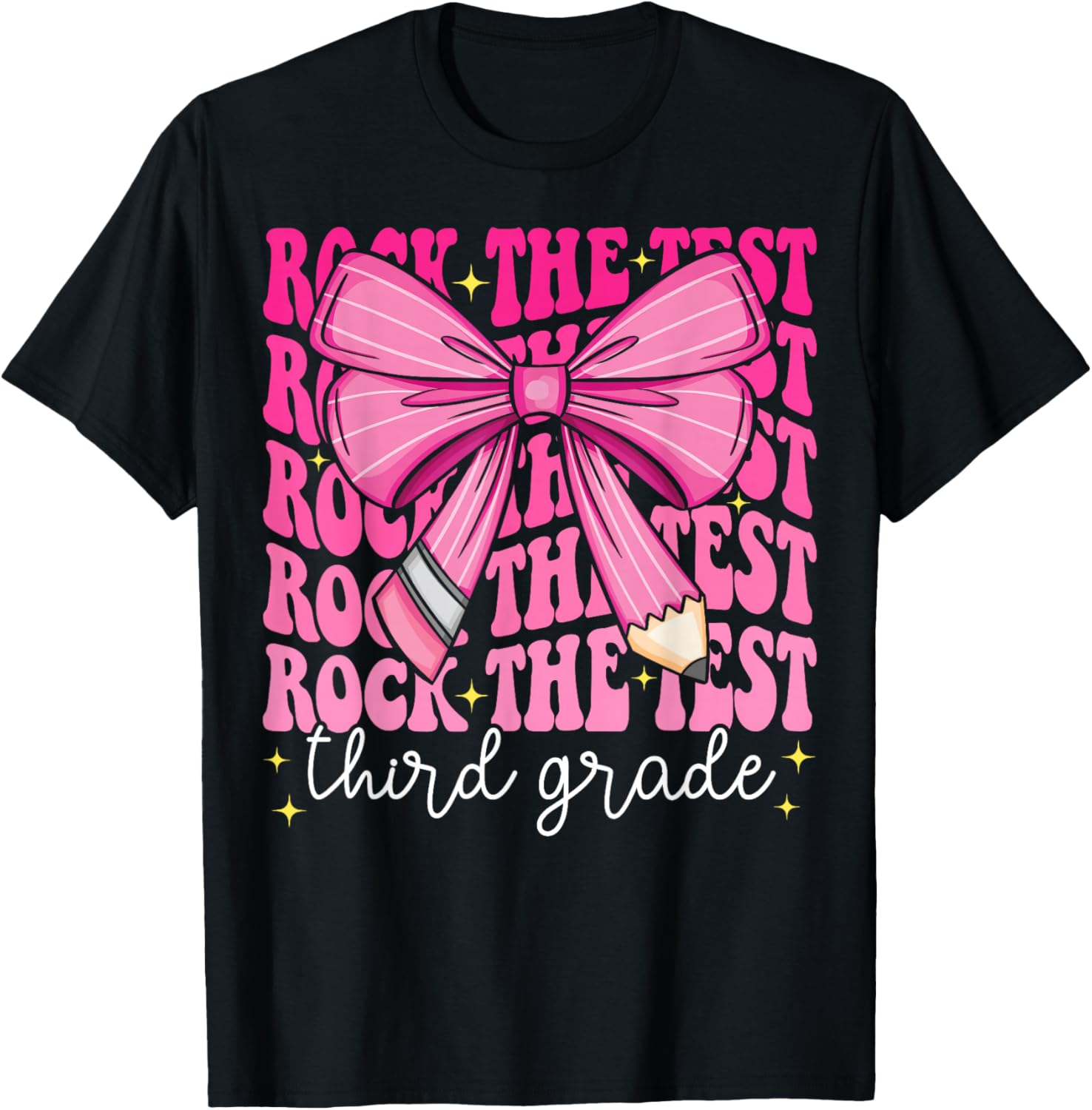 Rock The Test Day 3rd Grade Teacher Third Grade Testing Day T-Shirt - T-Shirt | Black