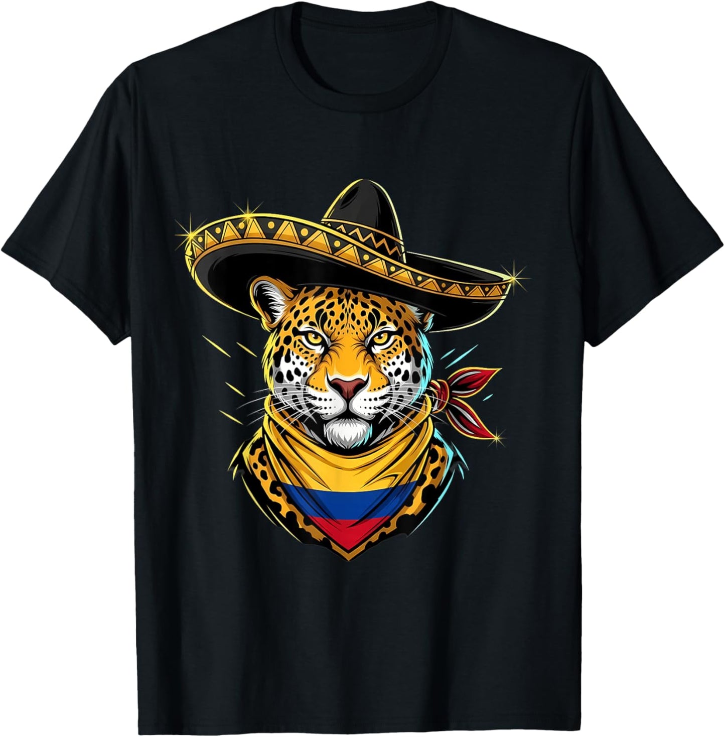 Colombia Flag Leopard Colombian Pride Colombian Roots T-Shirt - T-Shirt | Black