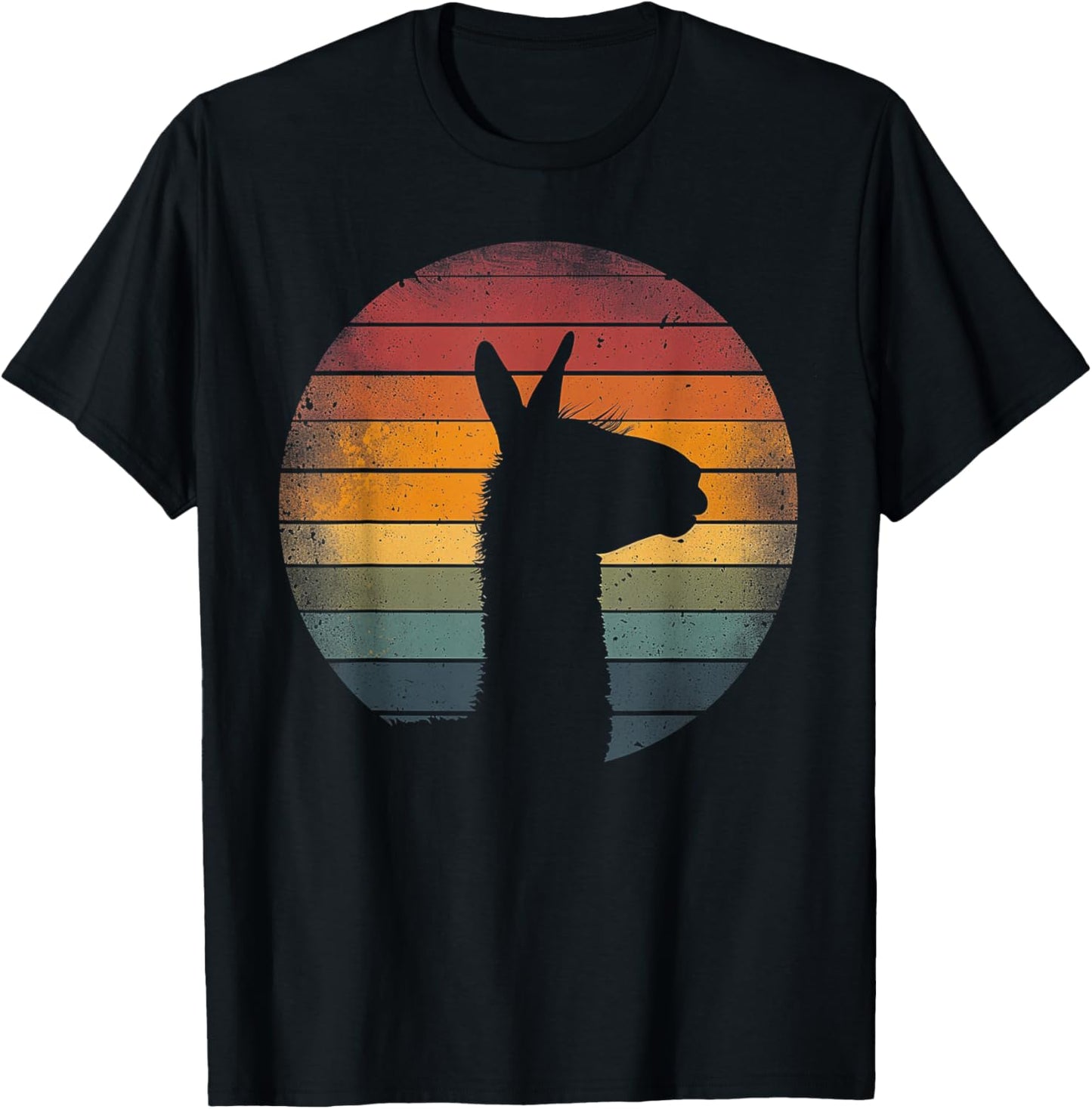 Llama Alpaca - Retro 70s 80s Graphic Vintage Men Women Kids T-Shirt - T-Shirt | Black