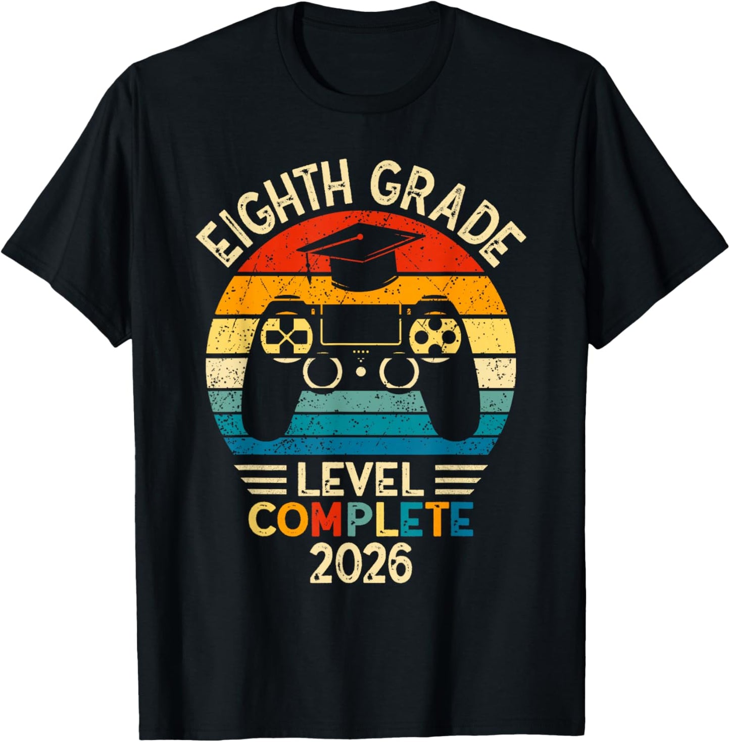 8th Grade Graduation 2026 Level Complete Gamer T-Shirt - T-Shirt | Black