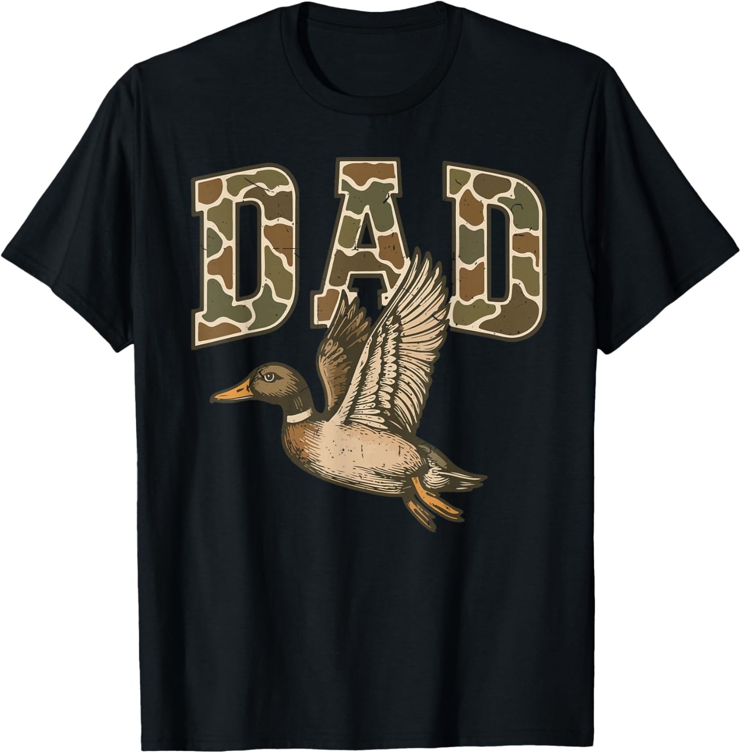 Men's Camouflage Dad Mallard Duck Hunting Camo Dog Hunting T-Shirt - T-Shirt | Black