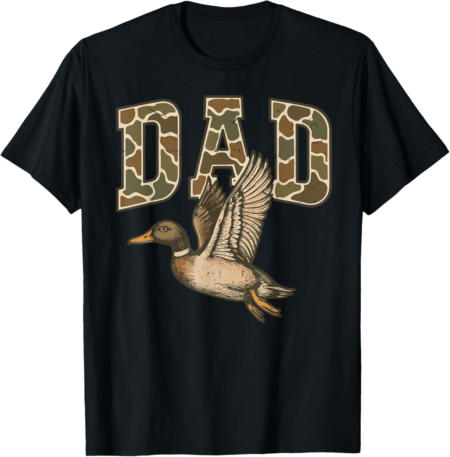 Men's Camouflage Dad Mallard Duck Hunting Camo Dog Hunting T-Shirt - T-Shirt | Black