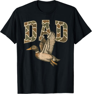 Men's Camouflage Dad Mallard Duck Hunting Camo Dog Hunting T-Shirt - T-Shirt | Black