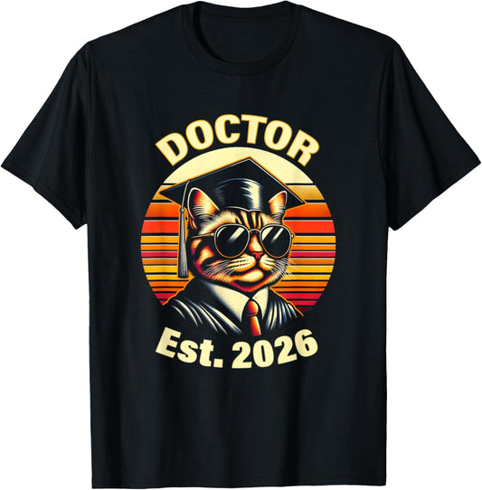 2026 Doctor Graduate PhD Degree for Doctorate with Cat Dr. Women T-Shirt - T-Shirt | Black