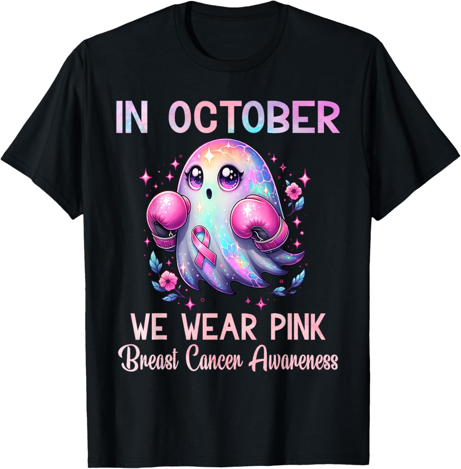 In October We Wear Pink Breast Cancer Awareness Women T-Shirt - T-Shirt | Black