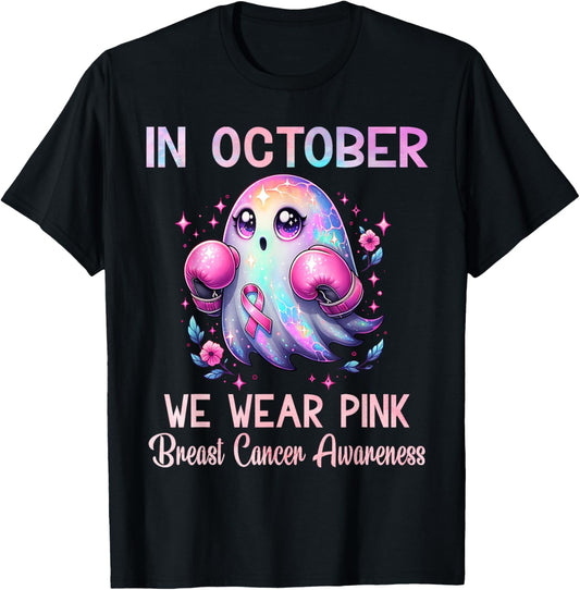In October We Wear Pink Breast Cancer Awareness Women T-Shirt - T-Shirt | Black