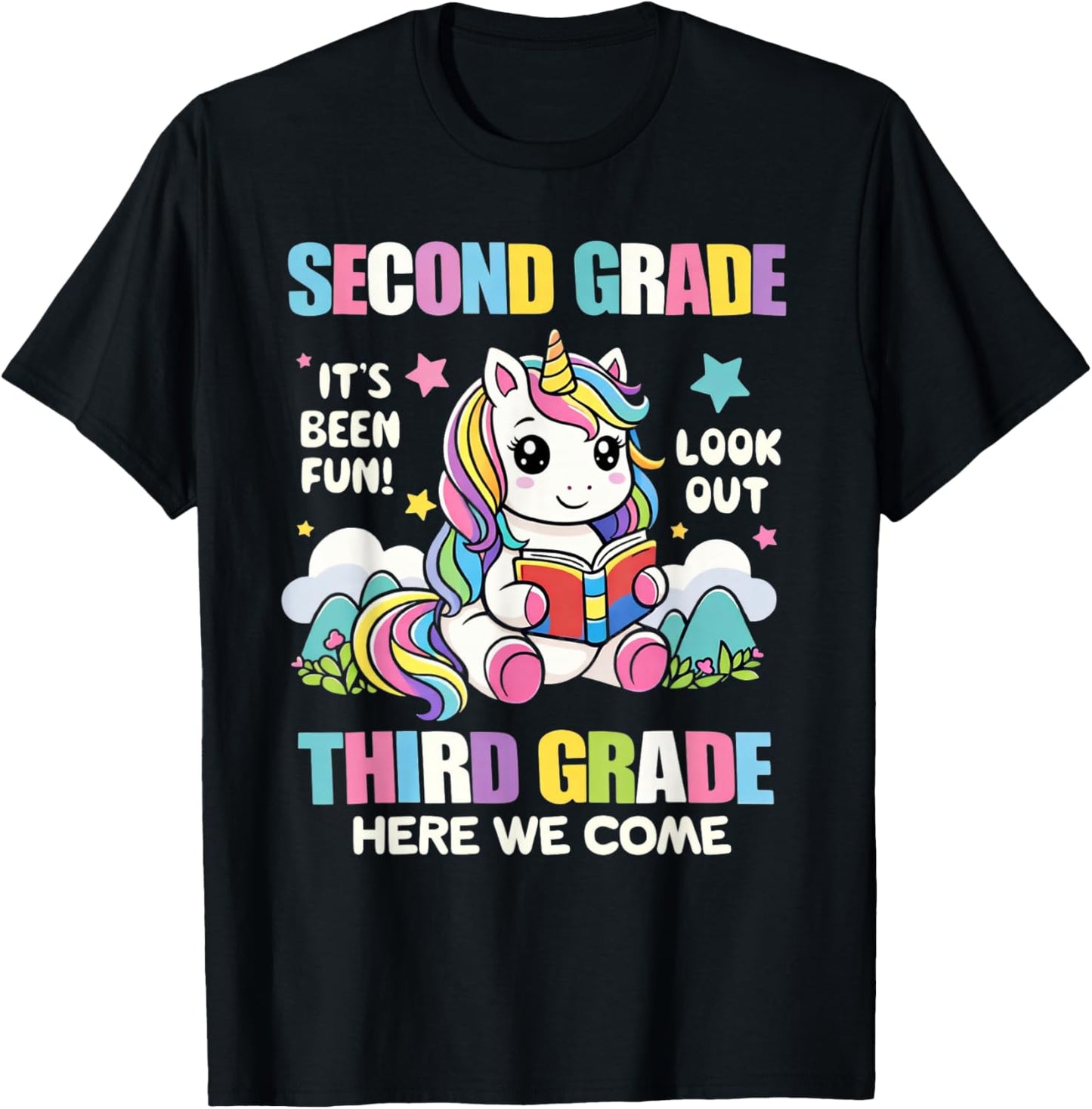 Second Grade Its Been Fun Third Grade Here We Come Unicorn T-Shirt - T-Shirt | Black