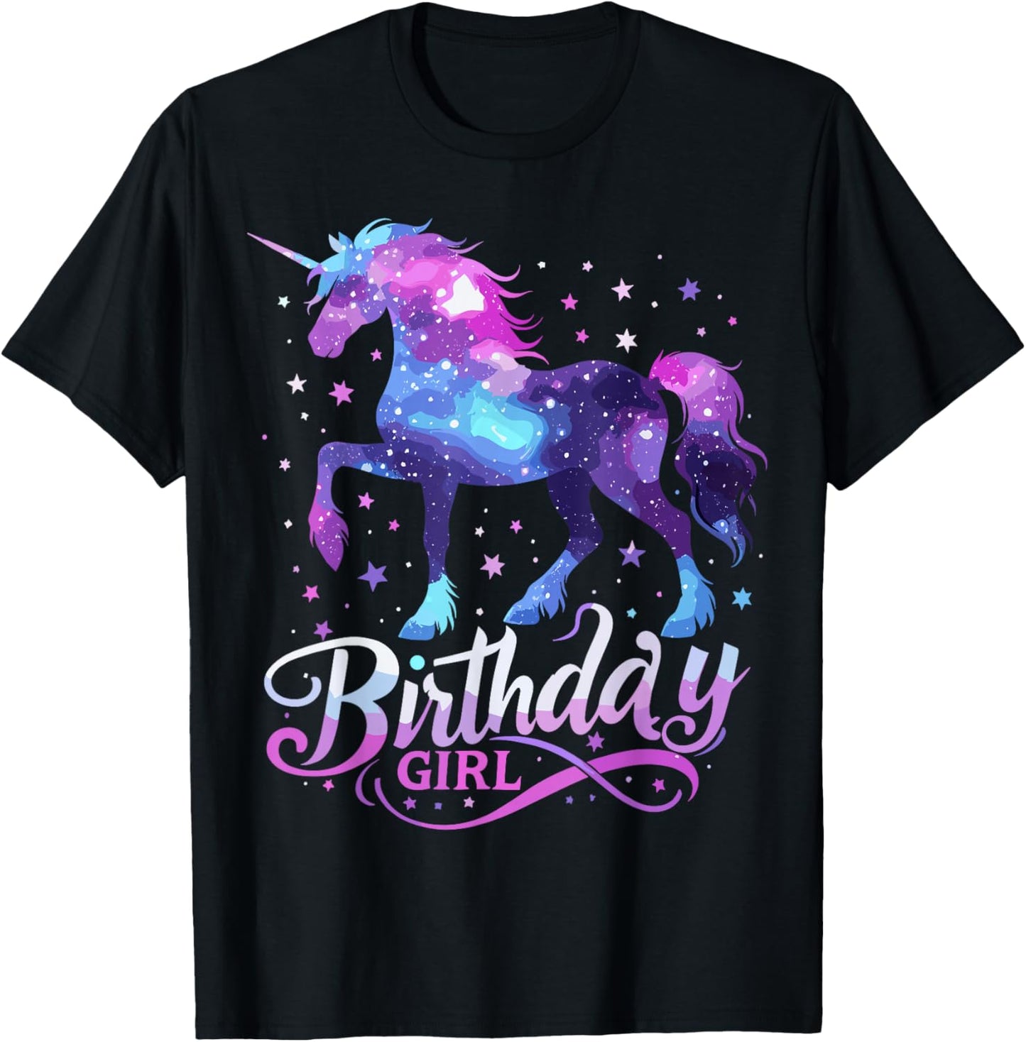 Space Unicorn Birthday Girl Galaxy Unicorn T-Shirt - T-Shirt | Black