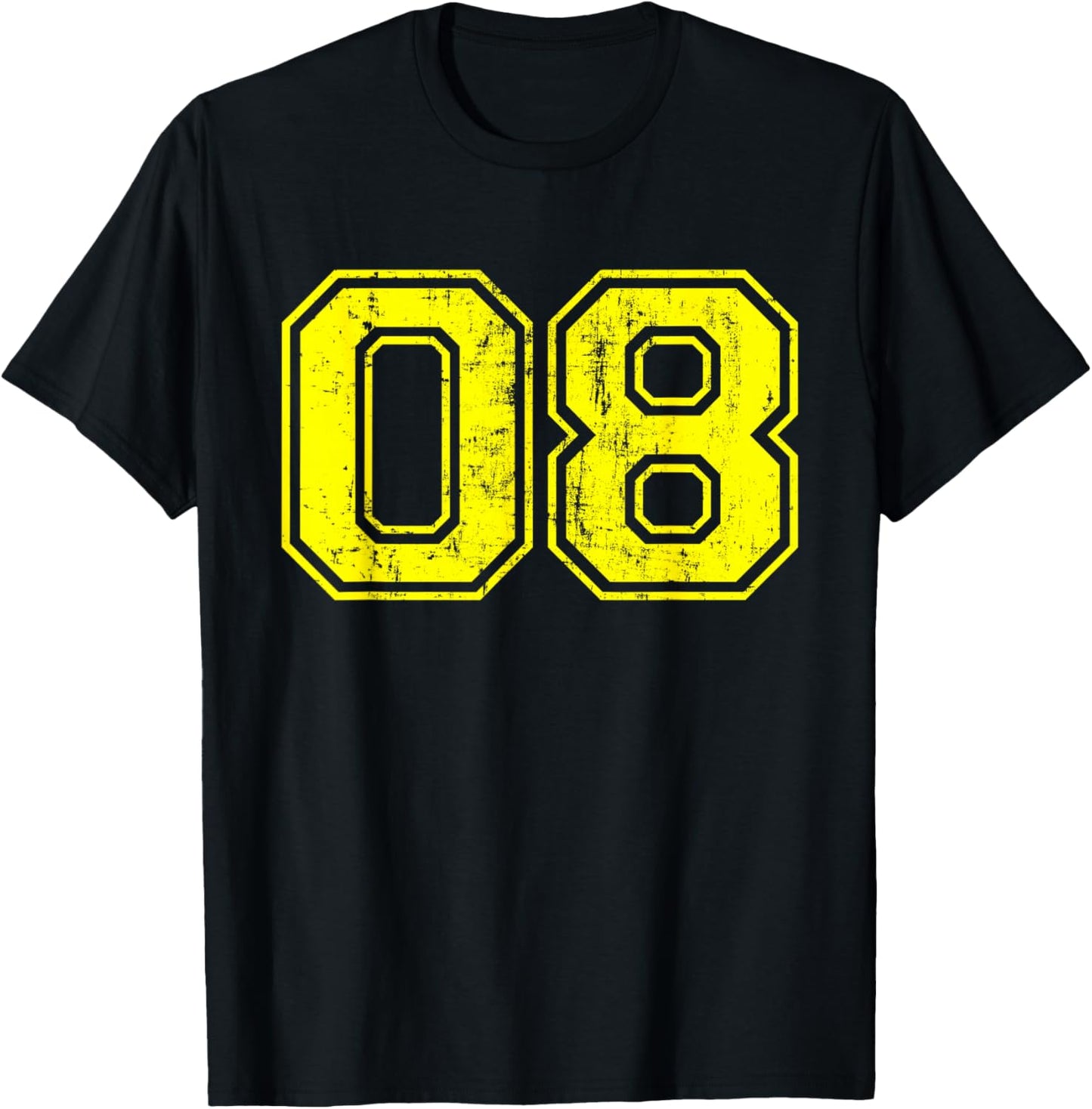 Number 08 Eight Varsity Distressed Vintage Sport Team Player T-Shirt - T-Shirt | Black