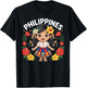 Philippines Flag Culture Pride Cute Filipina Girl for Kids T-Shirt - T-Shirt | Black