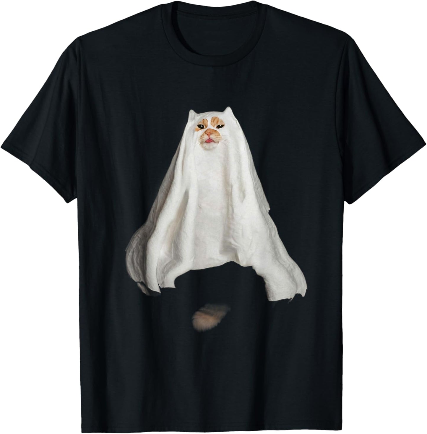 Ghost Cat Meme Funny Halloween Men Women Kids T-Shirt - T-Shirt | Black