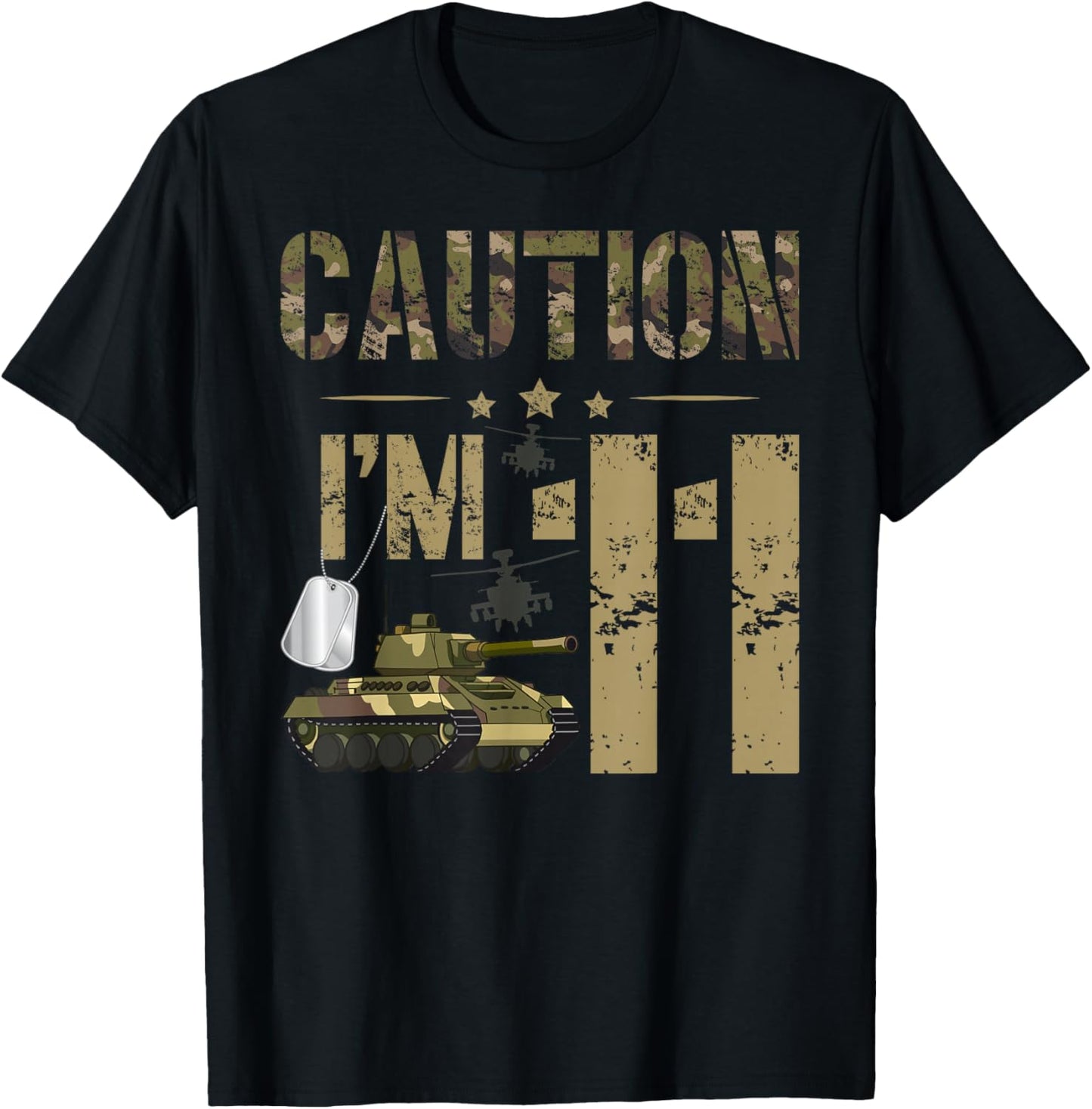 11th Military Birthday Eleven Year Old Soldier Birthday T-Shirt - T-Shirt | Black