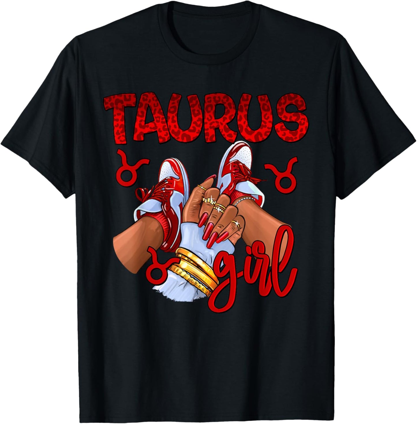Taurus Girl Birthday Women Sneakers Zodiac Sign Bday T-Shirt - T-Shirt | Black
