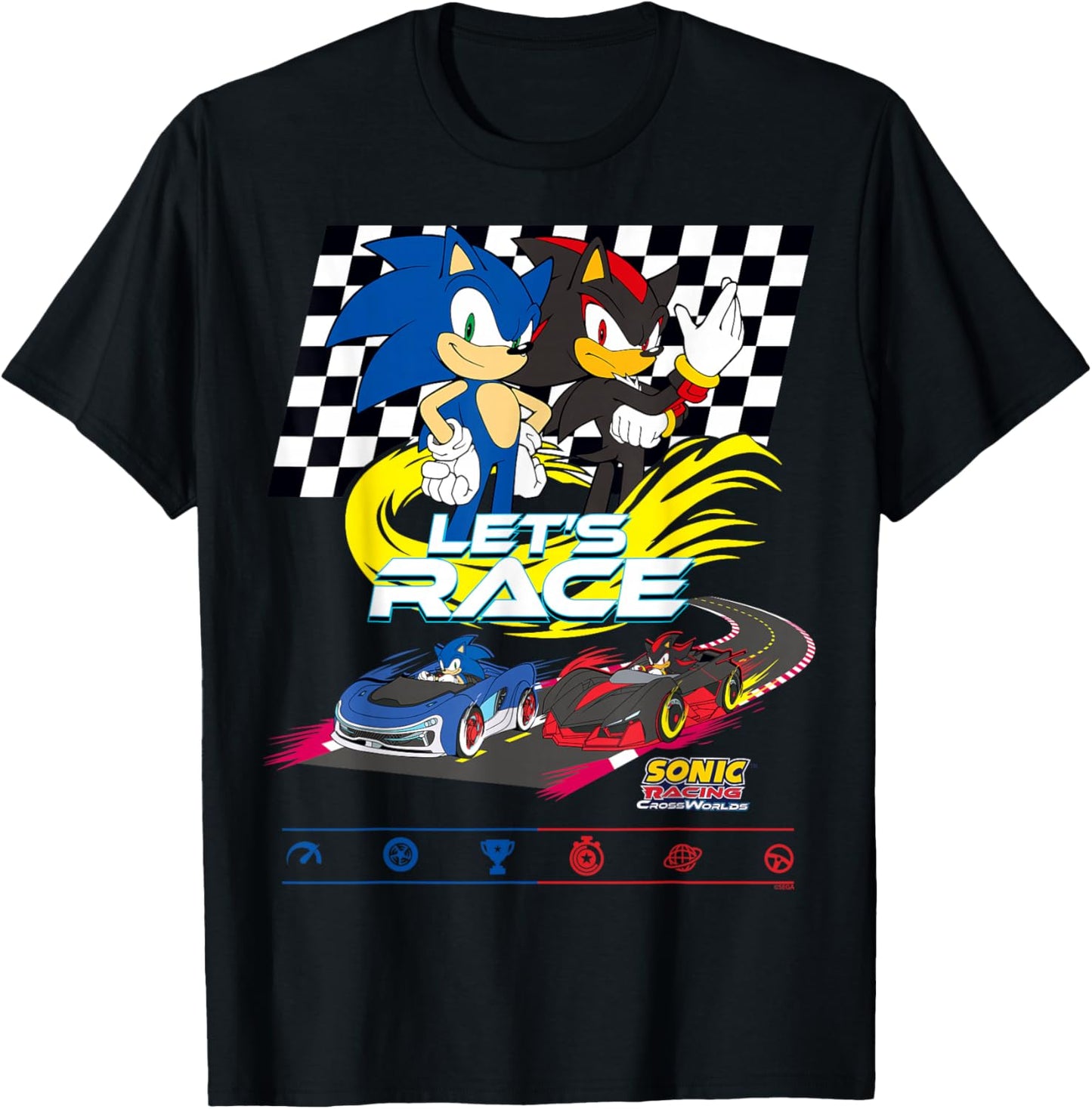 Sonic Racing CrossWorlds - Sonic VS Shadow Let's Race T-Shirt - T-Shirt | Black