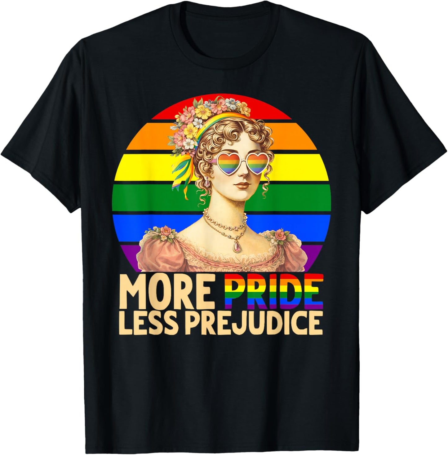 More Pride Less Prejudice Pride Month LGBTQ Gay Lesbian T-Shirt - T-Shirt | Black
