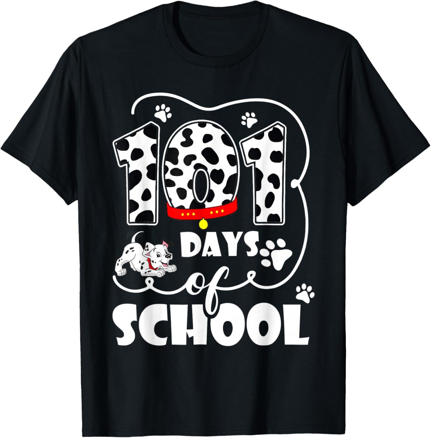 Happy 101 Days School Cute Dog Lover 100 Days Student Kids T-Shirt - T-Shirt | Black