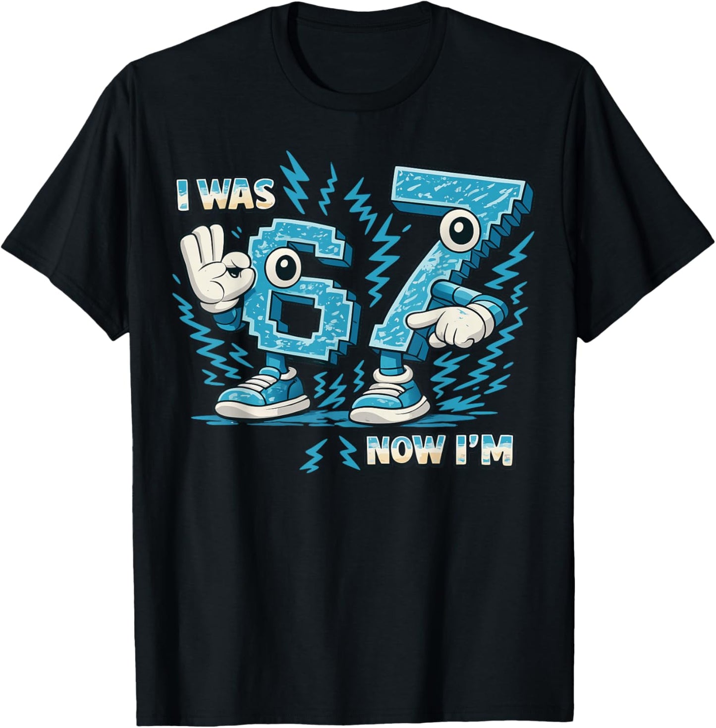 I was 6 Now I'm 7 Years Old 67 Italian Brainrot 7th Birthday T-Shirt - T-Shirt | Black