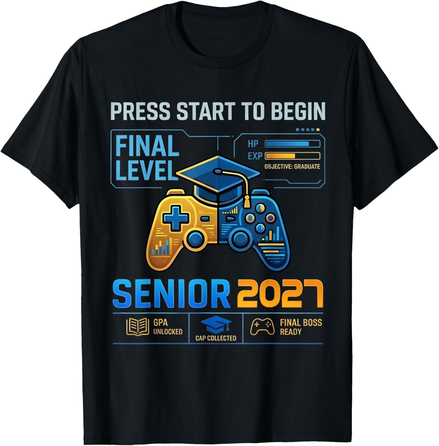 Senior Class of 2027 Back to School Gamer Boys Senior 2027 T-Shirt - T-Shirt | Black