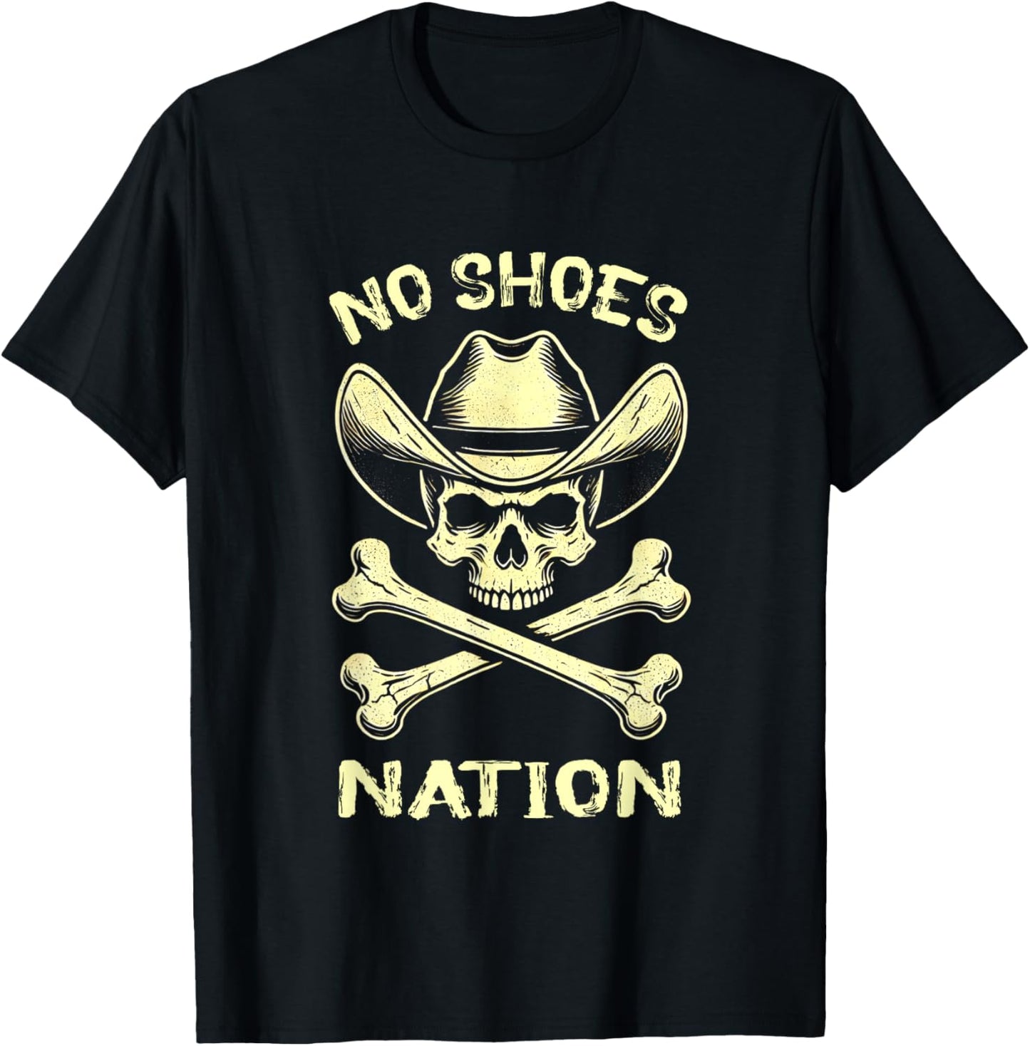 No Shoes No Nation Funny Skull Saying Shoes T-Shirt - T-Shirt | Black