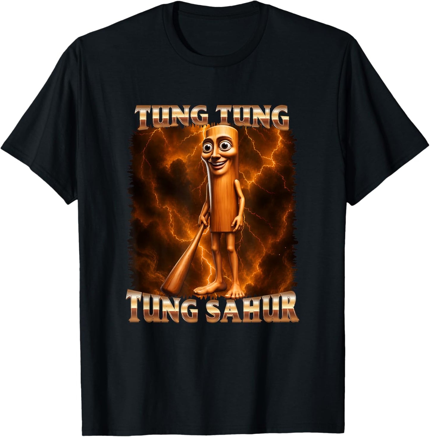 Tung Tung Tung Sahur Brainrot Retro Bootleg Concert T-Shirt - T-Shirt | Black