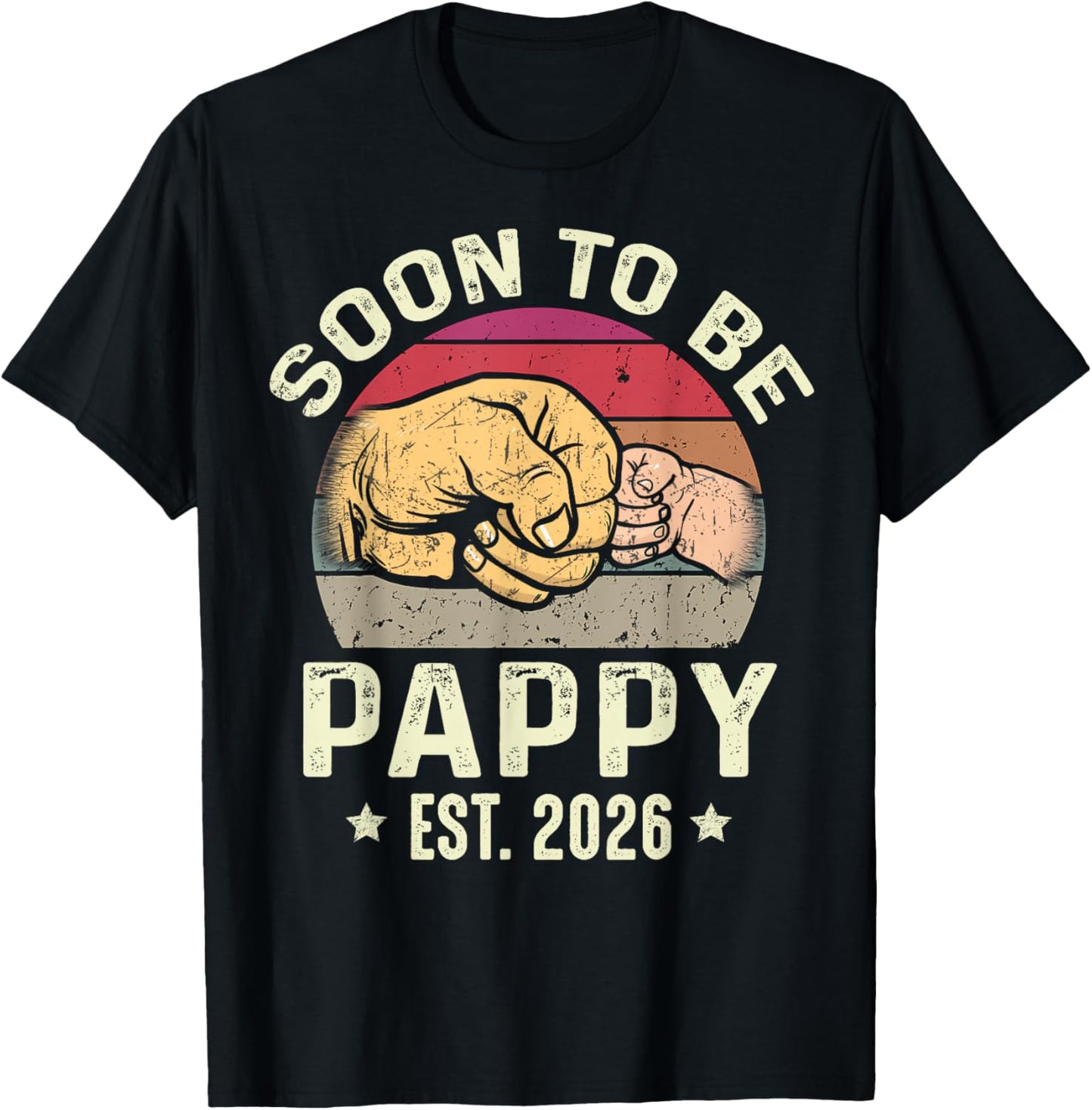 Soon to Be Pappy Est 2026 for New Papa Funny Fathers Day T-Shirt - T-Shirt | Black