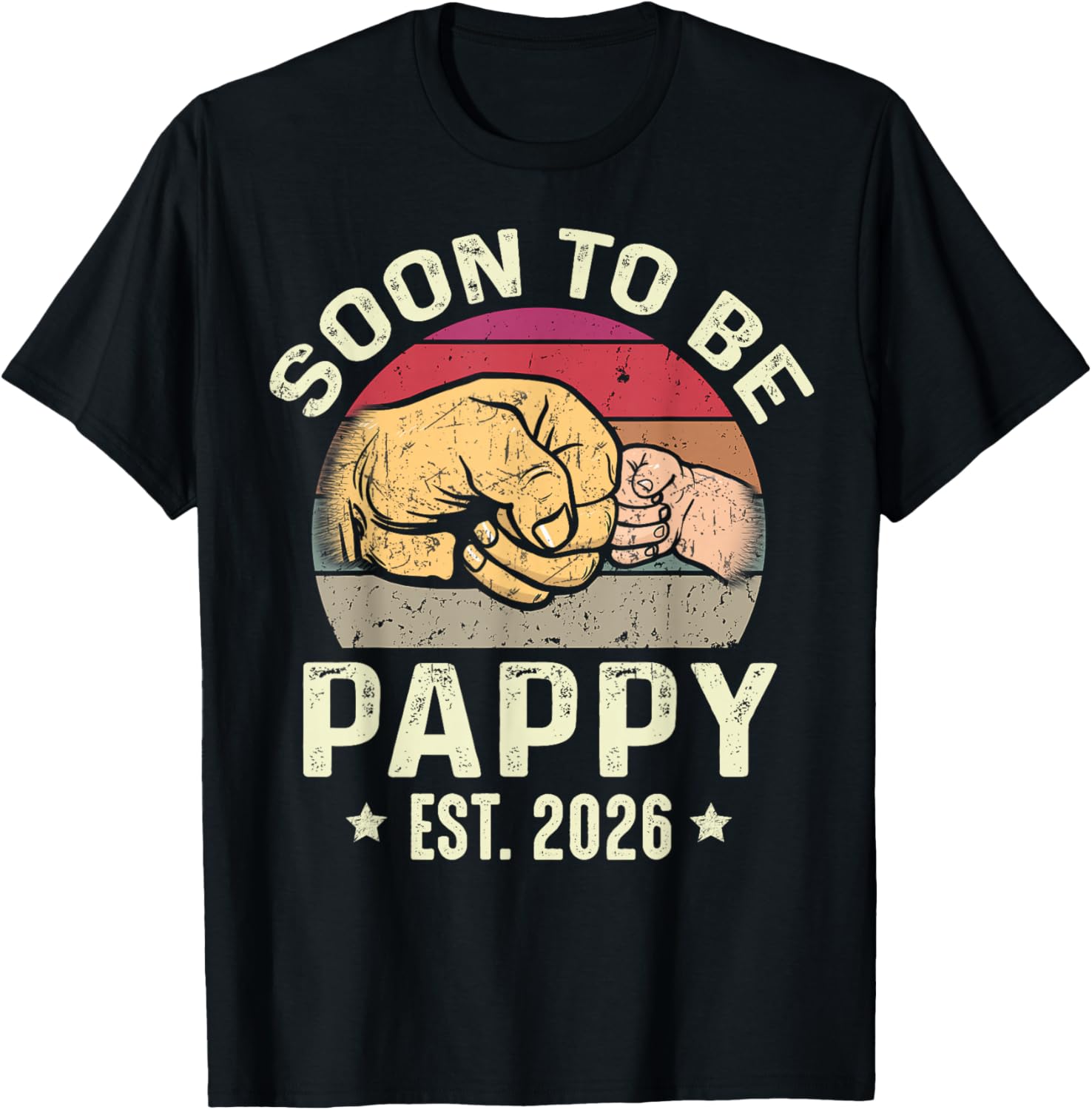 Soon to Be Pappy Est 2026 for New Papa Funny Fathers Day T-Shirt - T-Shirt | Black
