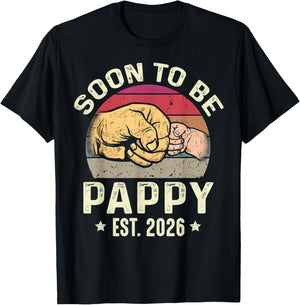 Soon to Be Pappy Est 2026 for New Papa Funny Fathers Day T-Shirt - T-Shirt | Black